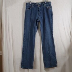 Harley-Davidson Women's Blue Denim Jeans Straight Leg Classic 5 Pocket - 8 Long